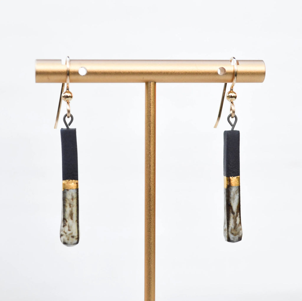 Porcelain Bar Earrings – Black and Birch