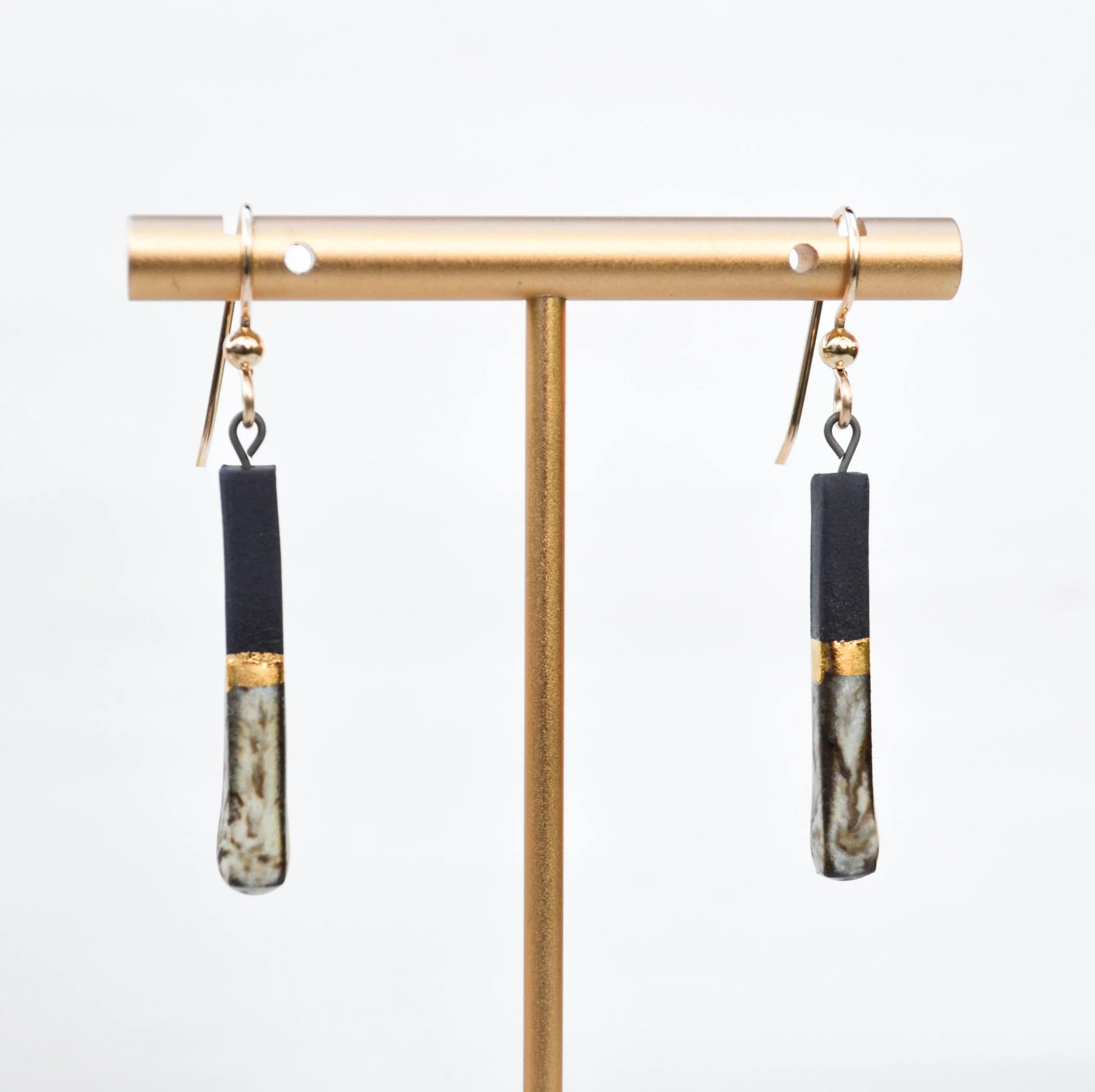 Porcelain Bar Earrings – Black and Birch