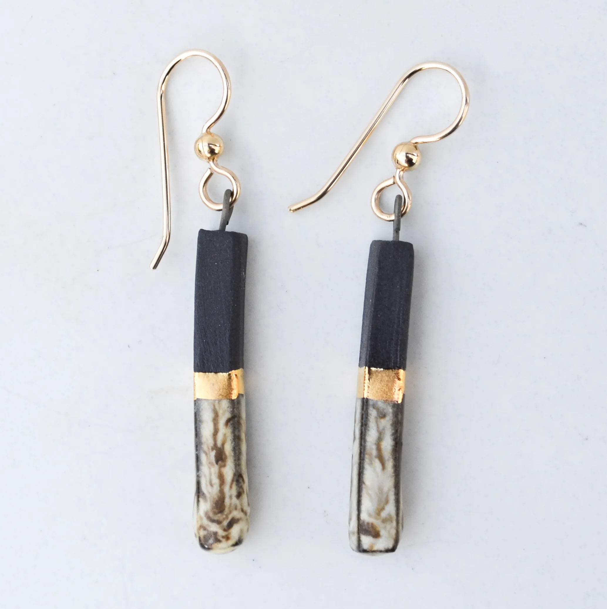 Porcelain Bar Earrings – Black and Birch