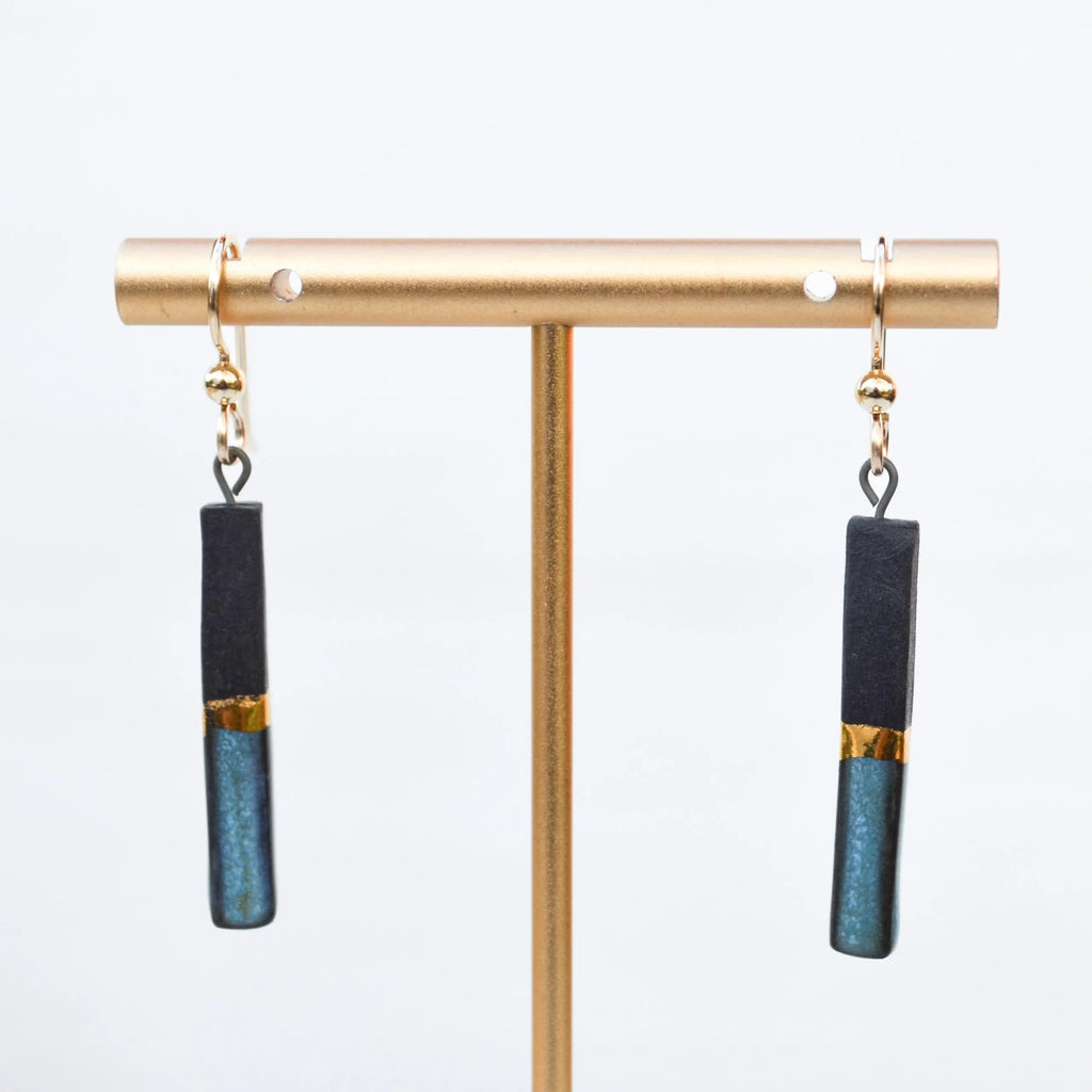 Porcelain Bar Earrings – Black and Blue