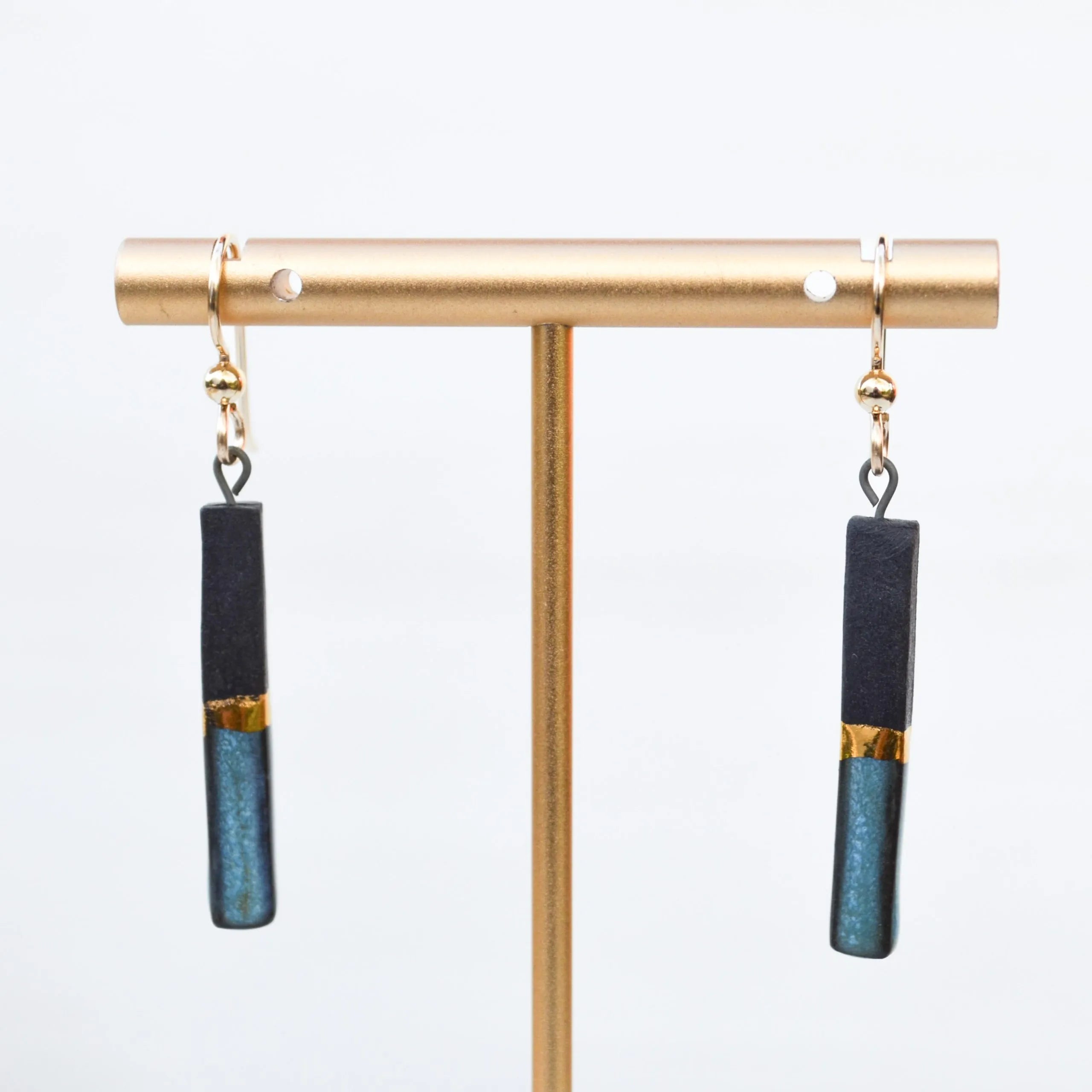 Porcelain Bar Earrings – Black and Blue