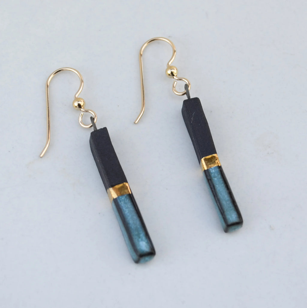 Porcelain Bar Earrings – Black and Blue