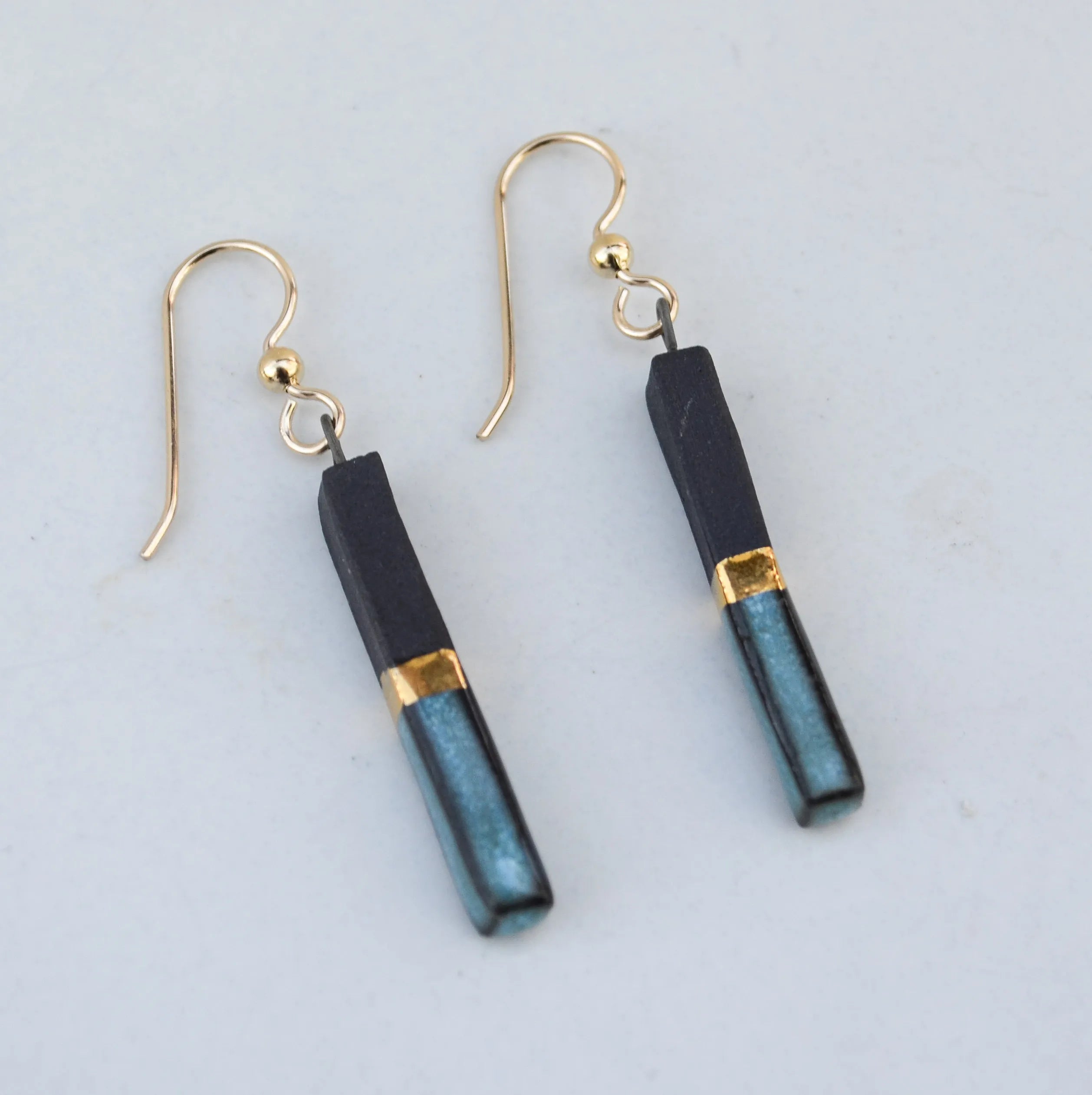 Porcelain Bar Earrings – Black and Blue