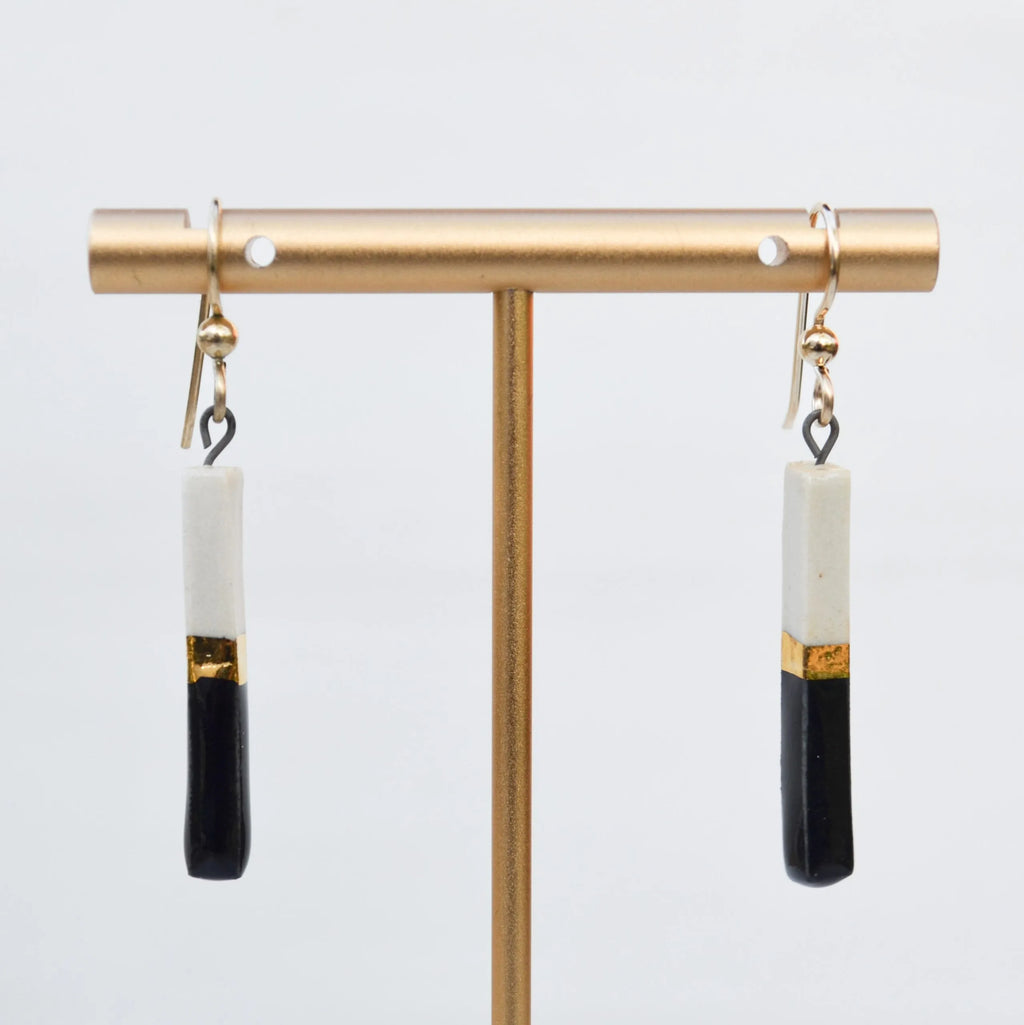 Porcelain Bar Earrings – Black and White