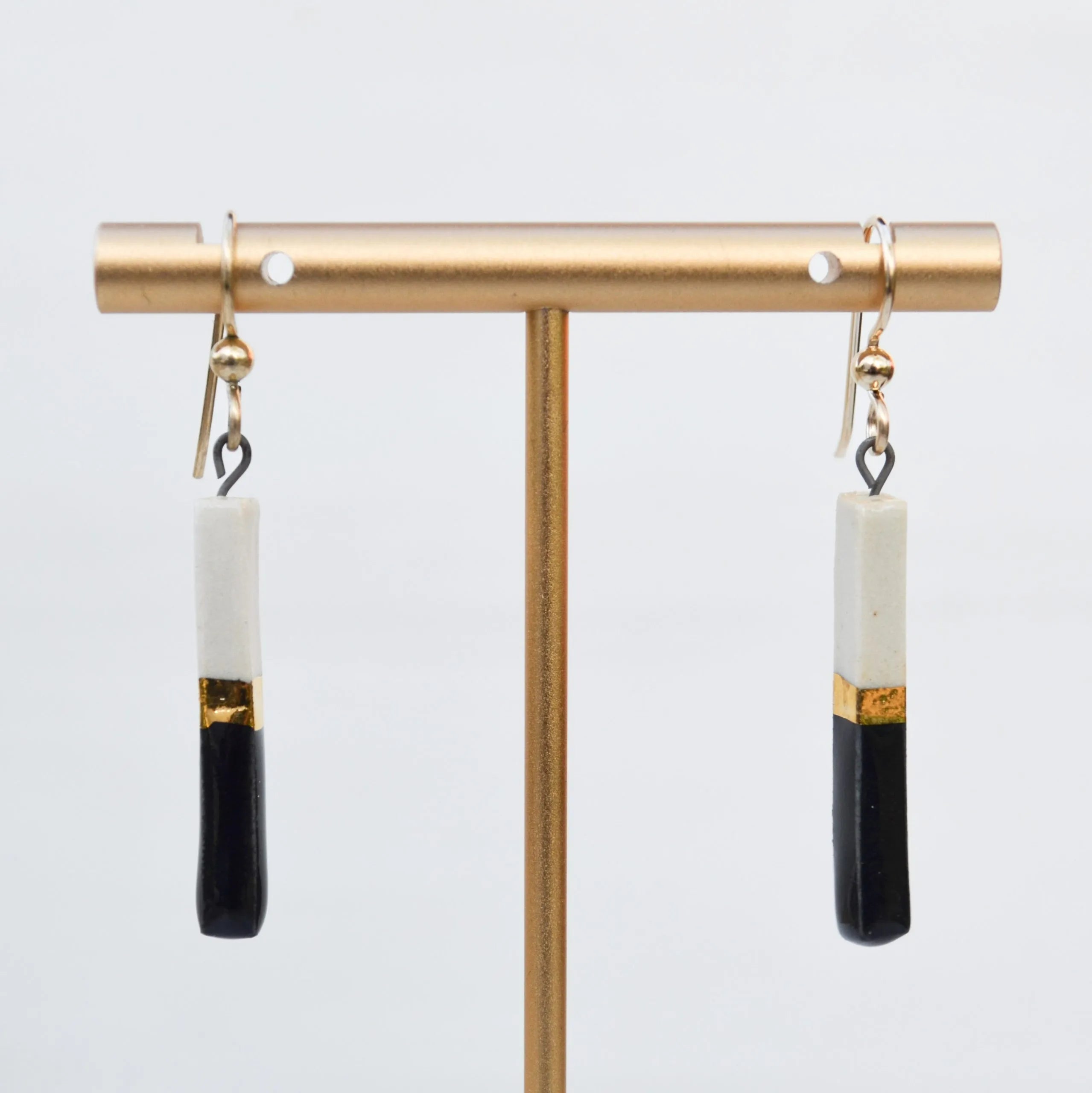 Porcelain Bar Earrings – Black and White