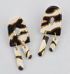 Black Swirl Dangle Earrings