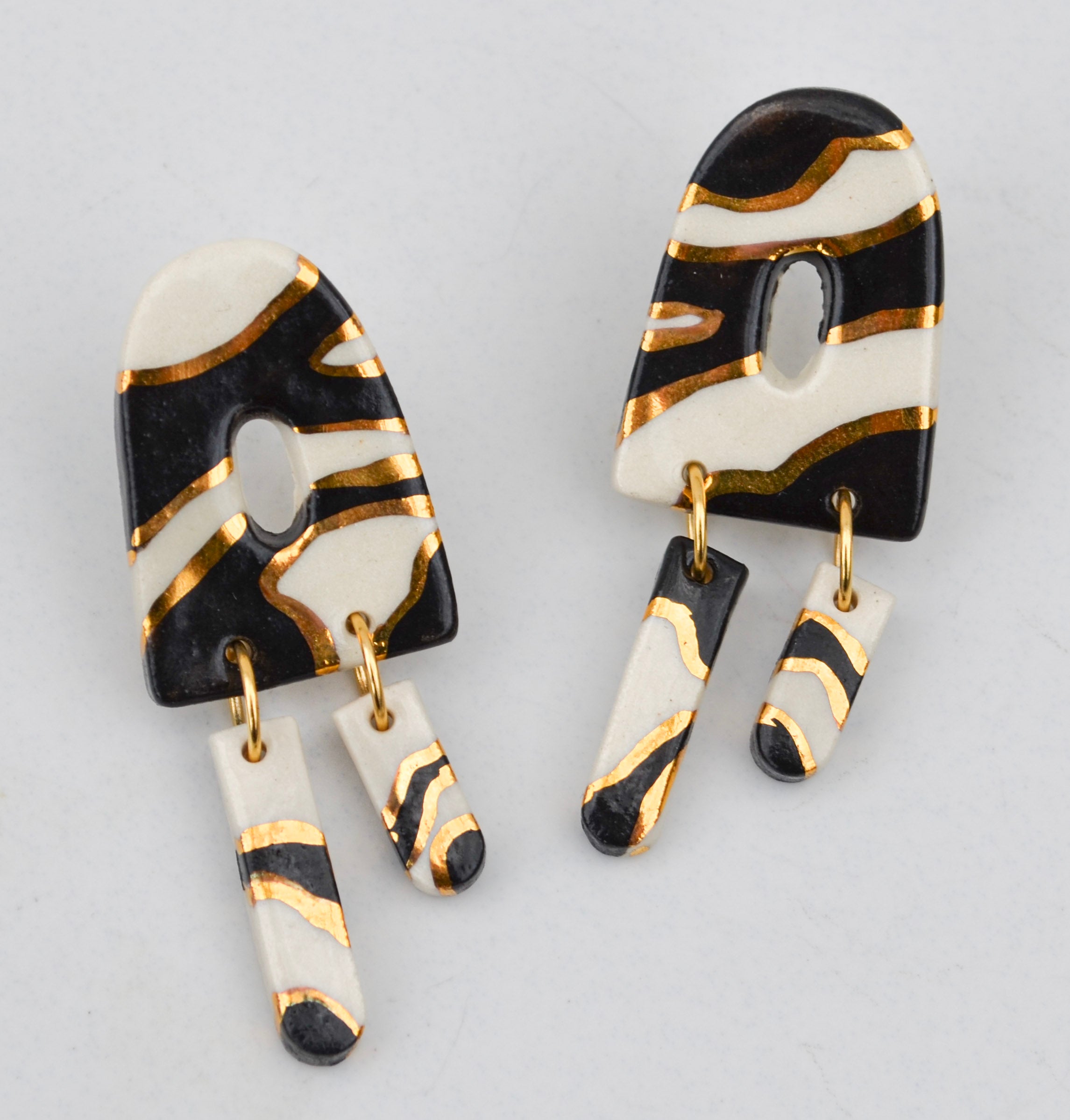 Black Swirl Dangle Earrings