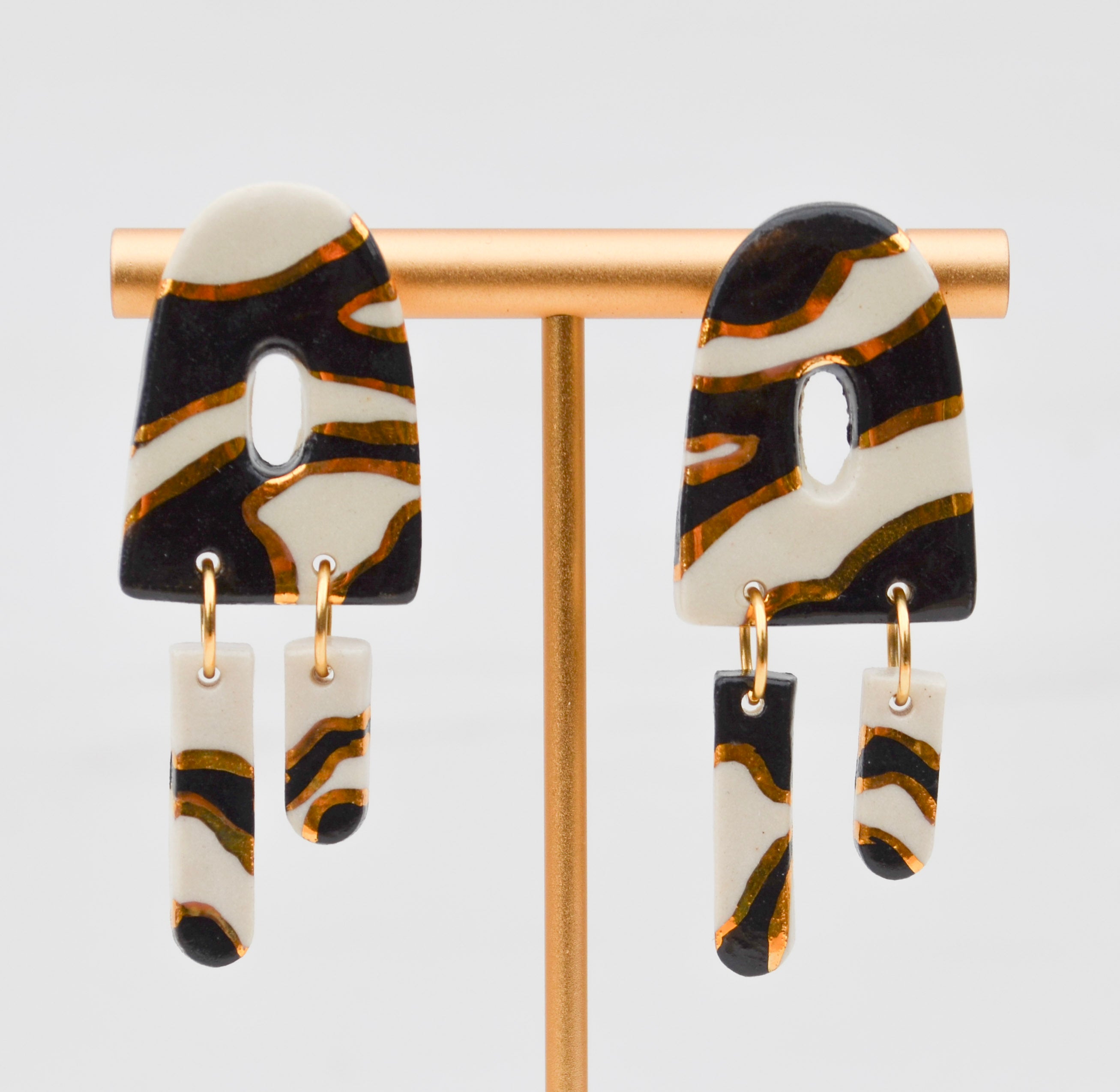 Black Swirl Dangle Earrings