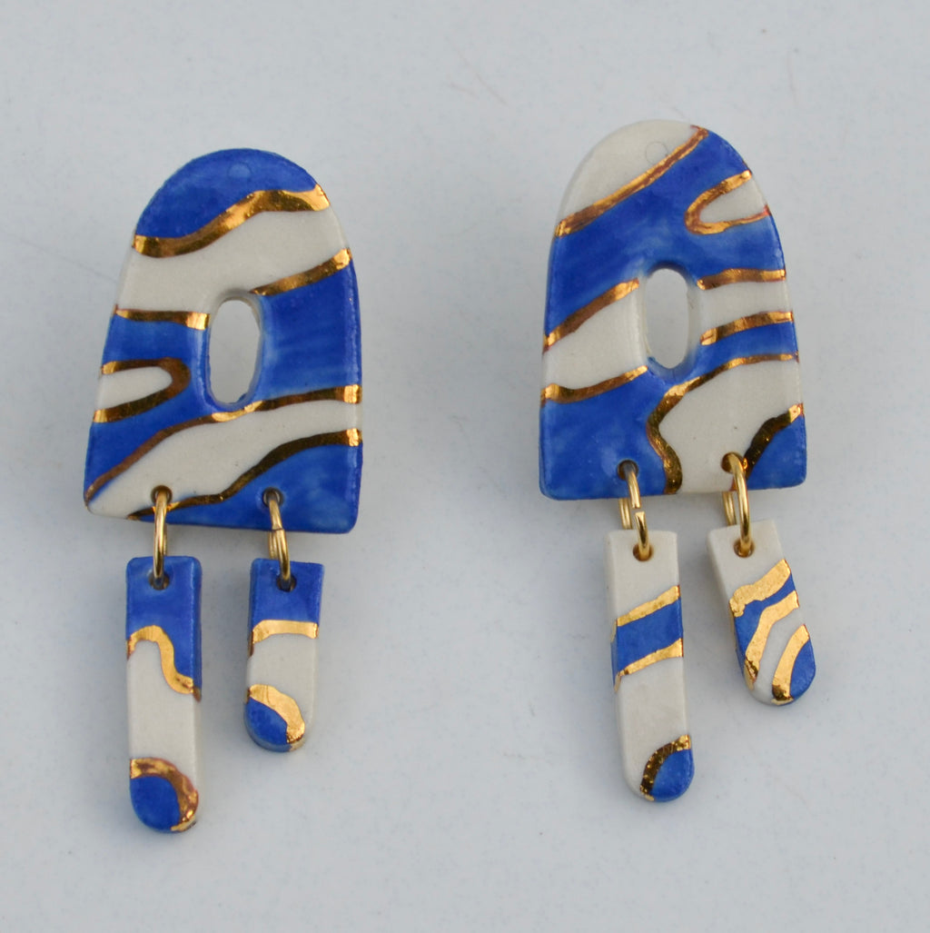 Blue Swirl Dangle Earrings