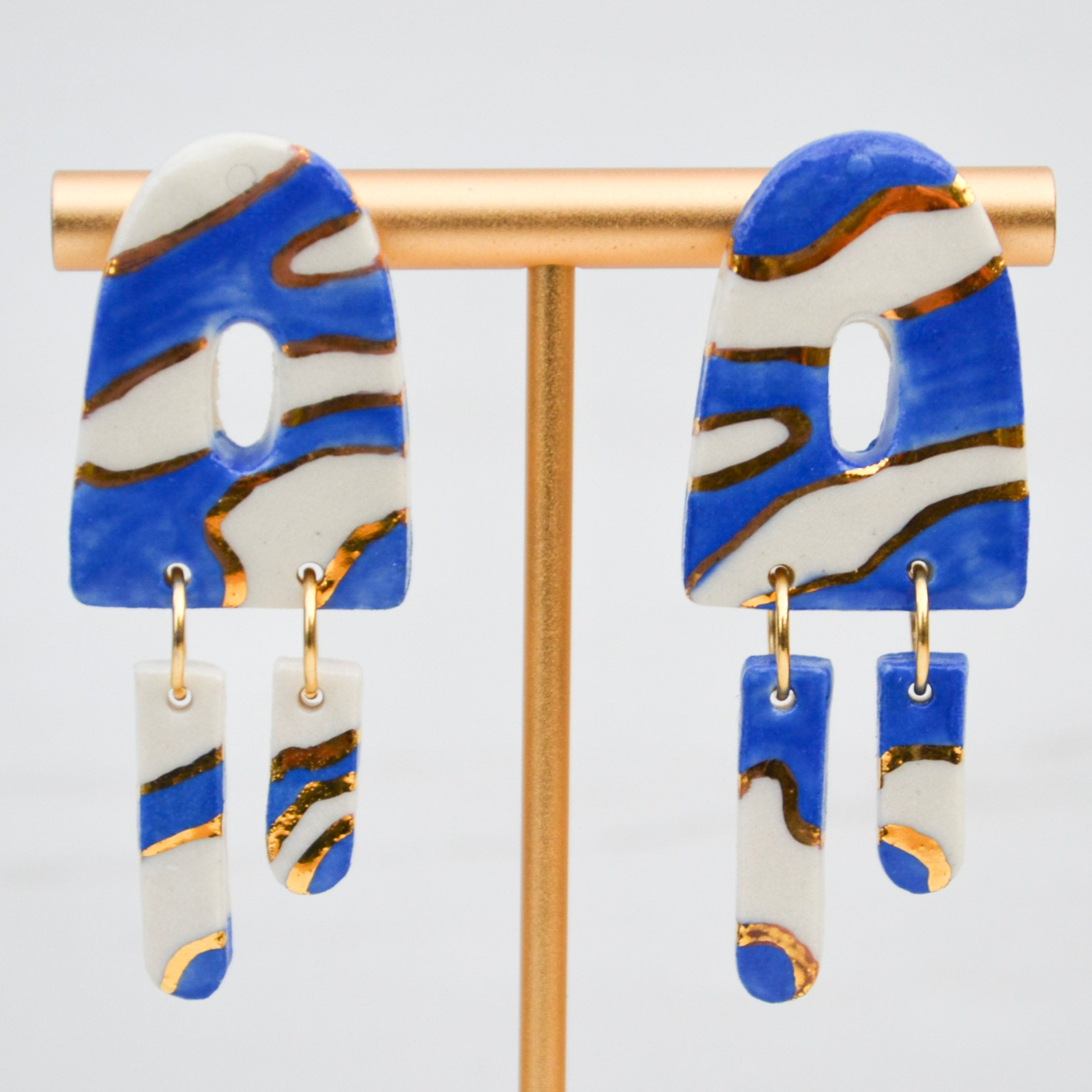 Blue Swirl Dangle Earrings