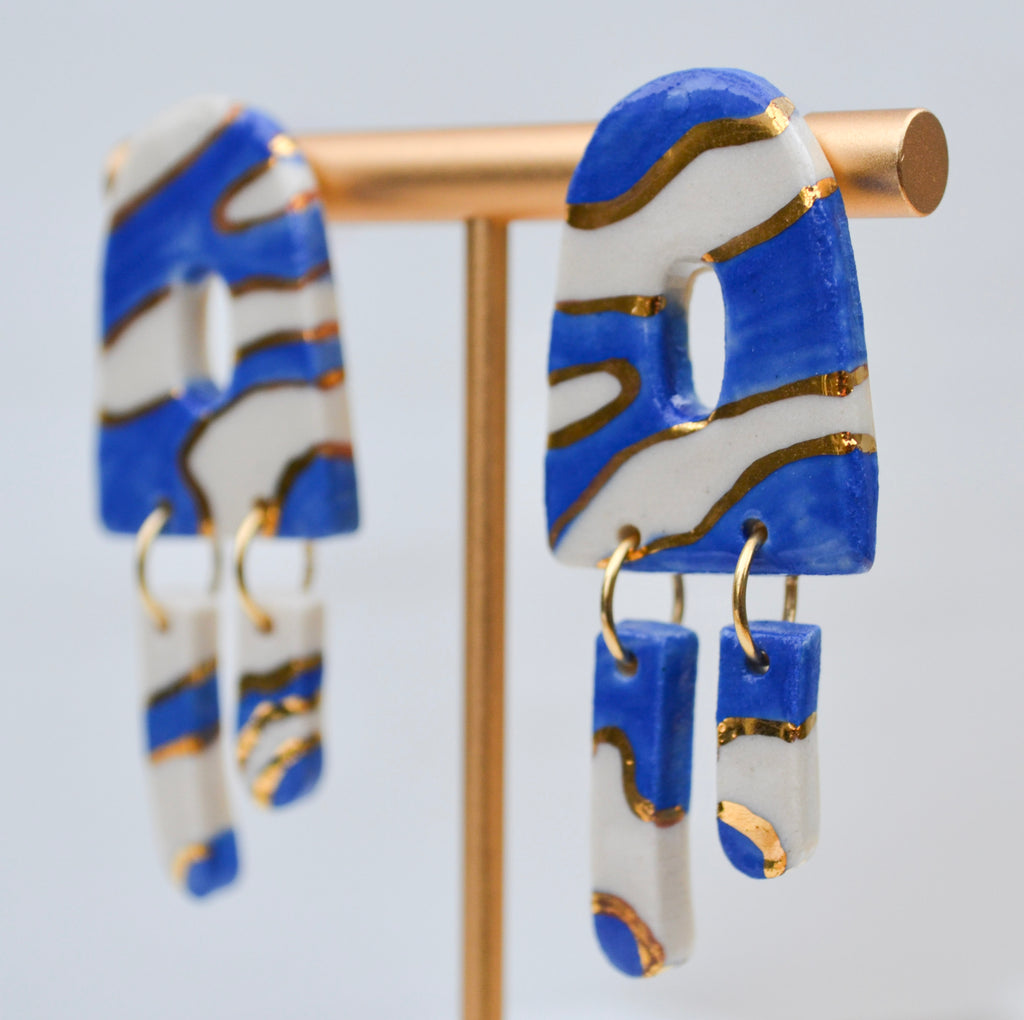 Blue Swirl Dangle Earrings