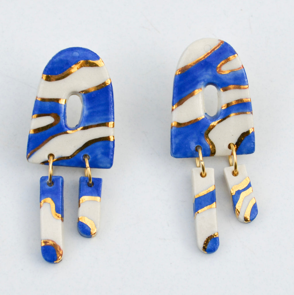 Blue Swirl Dangle Earrings