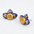 Dark Cobalt Blue Flower Studs