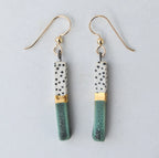 Porcelain Bar Earrings – Dotted Sage Green