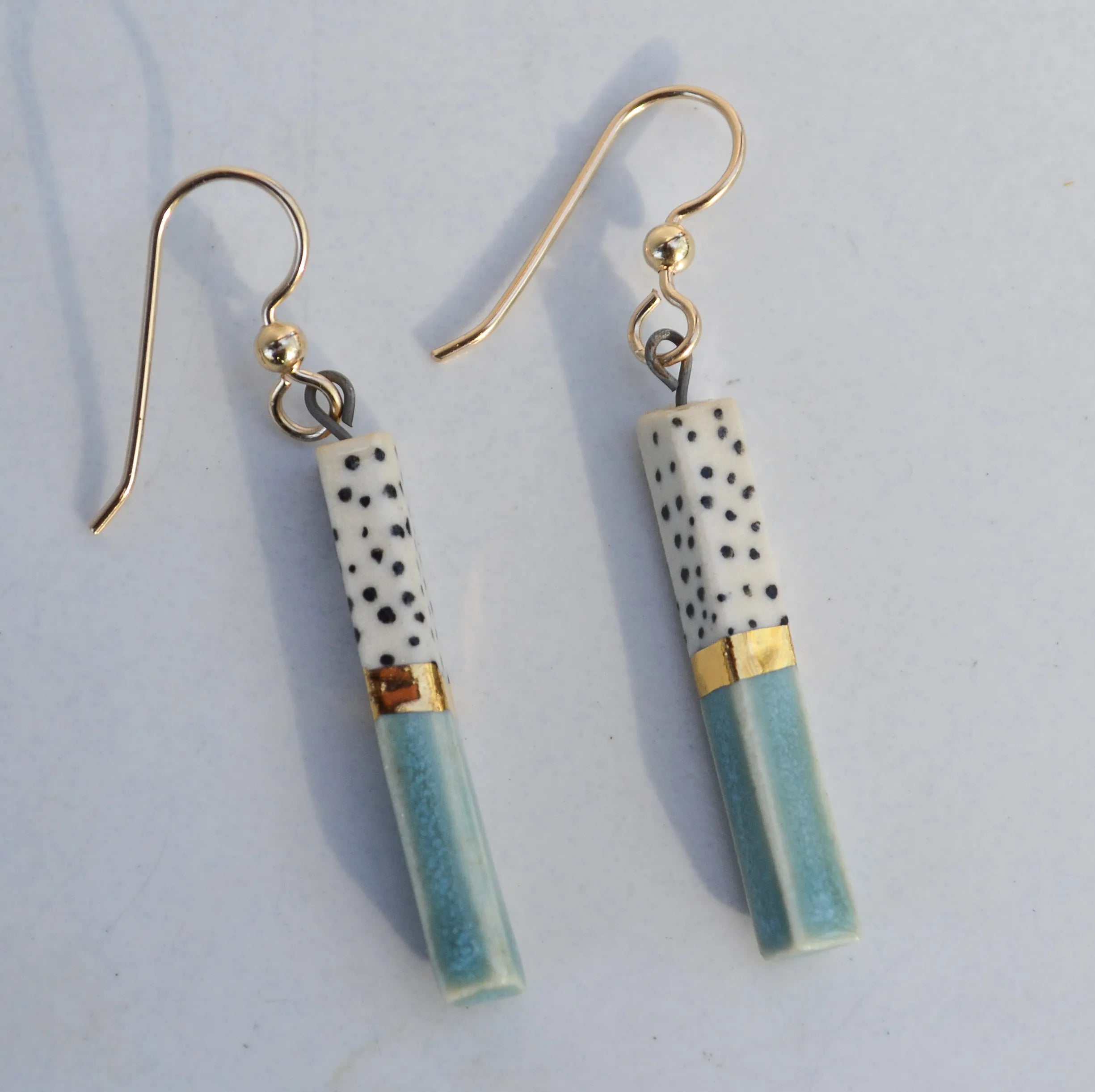 Porcelain Bar Earrings – Dotted Sky Blue
