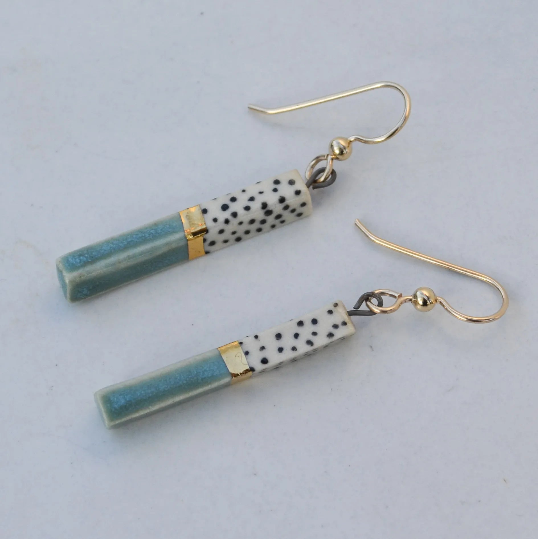 Porcelain Bar Earrings – Dotted Sky Blue