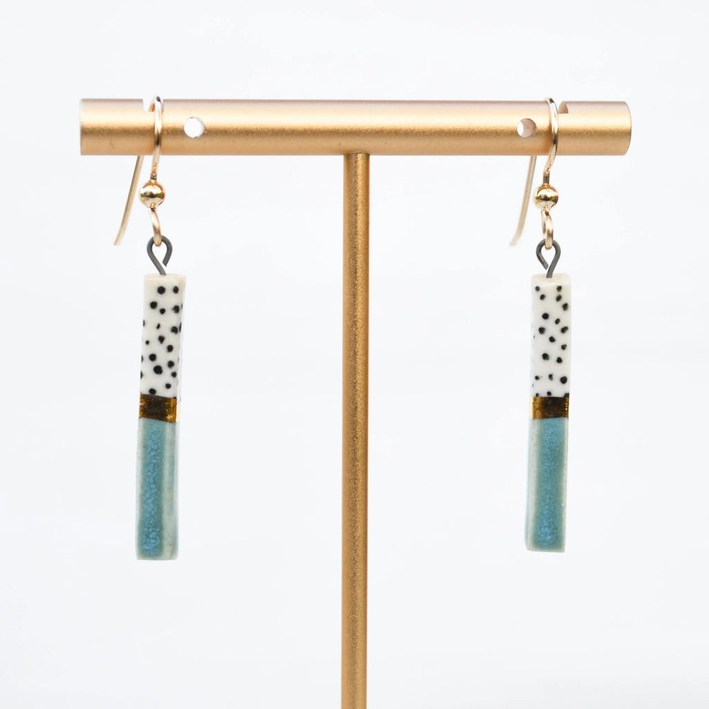 Porcelain Bar Earrings – Dotted Sky Blue