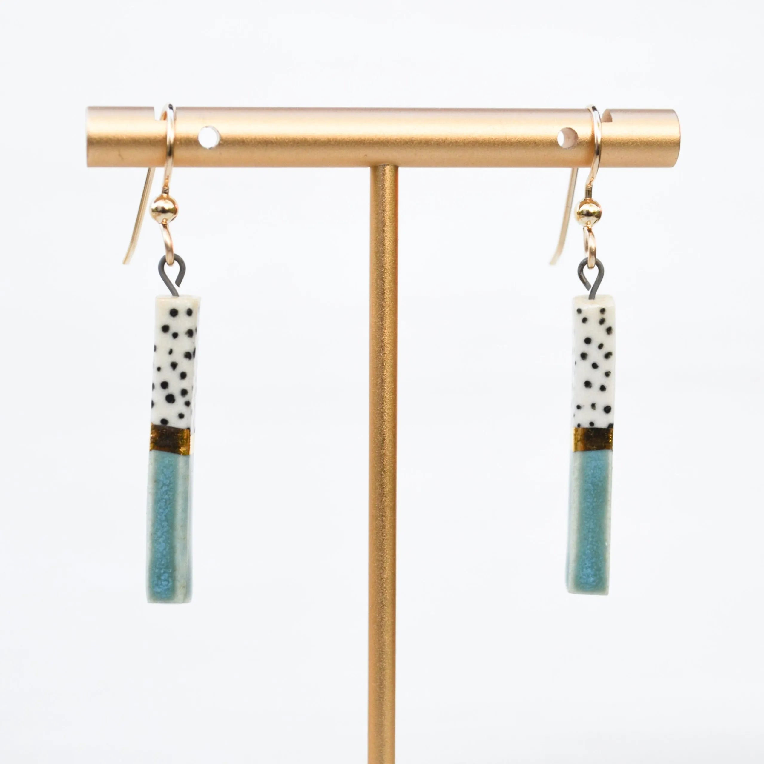 Porcelain Bar Earrings – Dotted Sky Blue