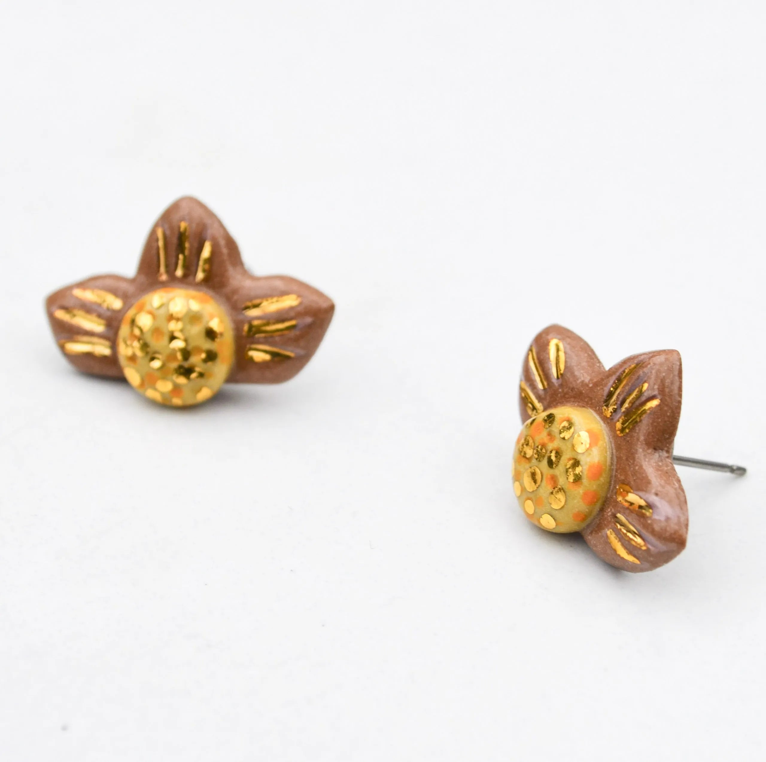 Light Terracotta Flower Studs