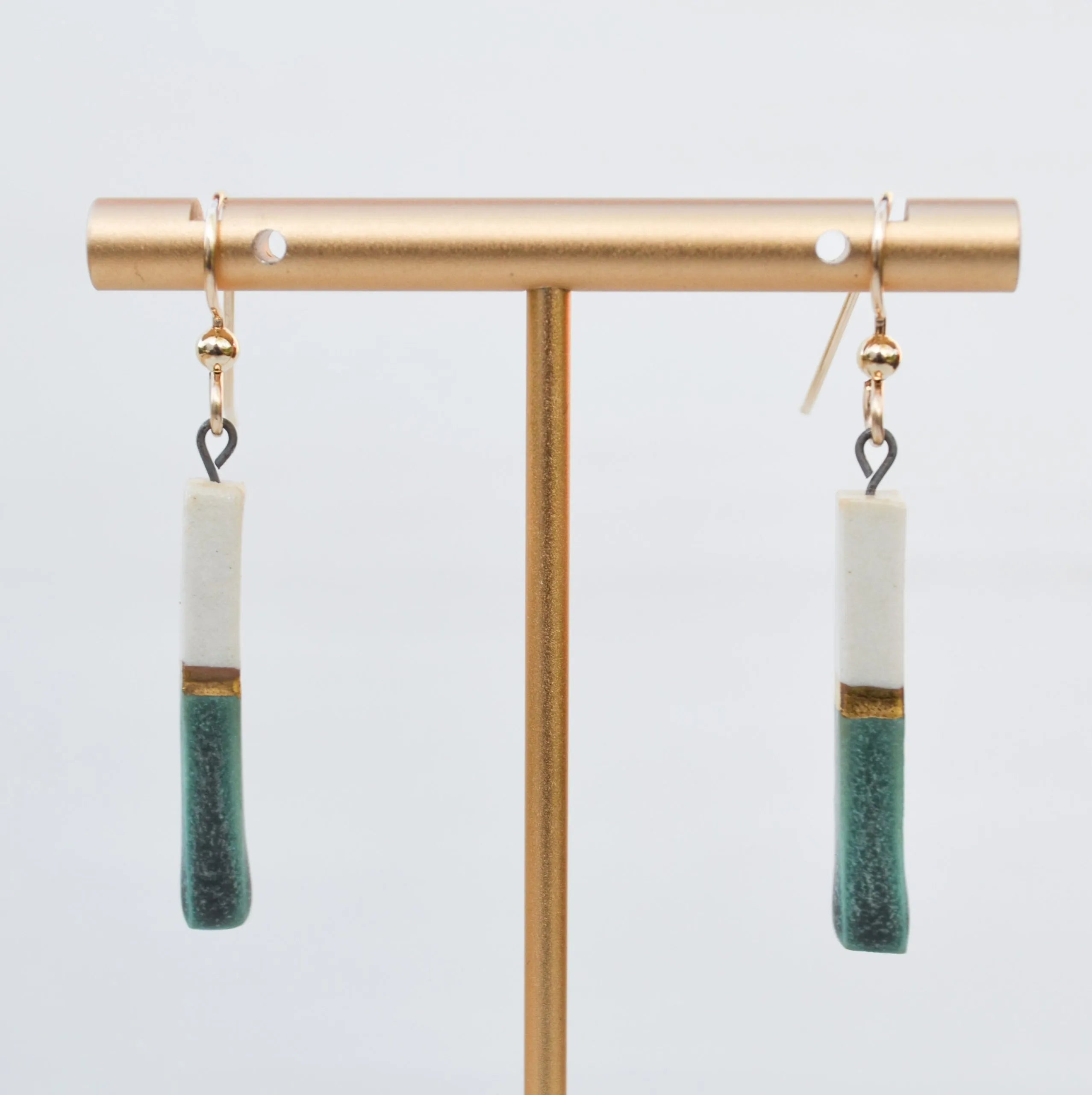 Porcelain Bar Earrings – Sage Green